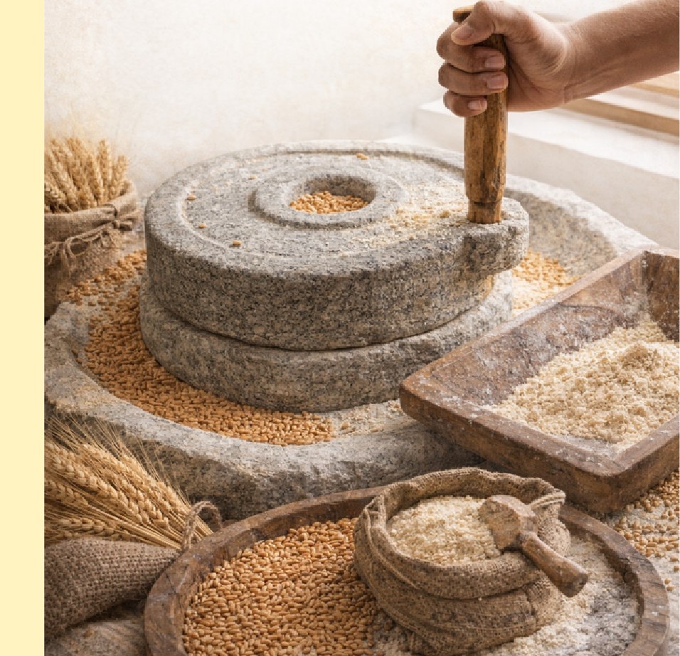 Slow stone chakki milling fresh flour